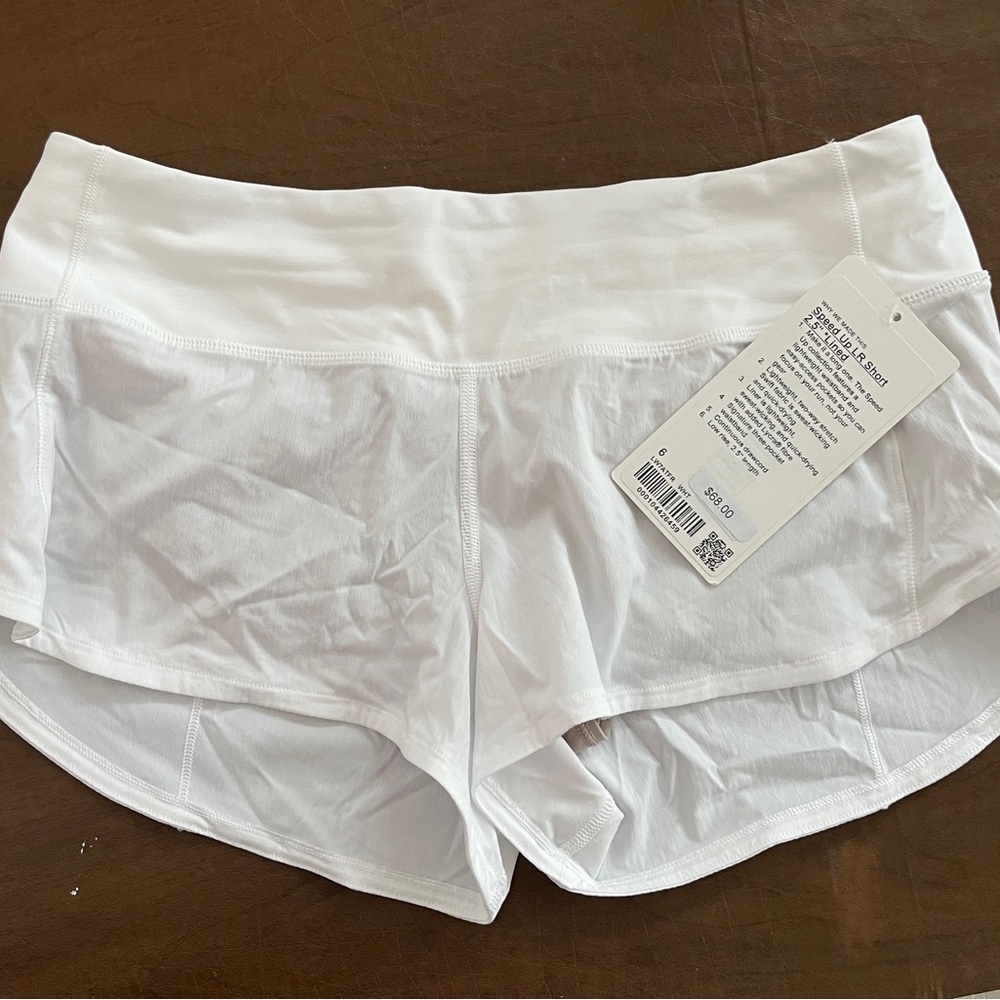 Lululemon White Speed Up Athletic Shorts